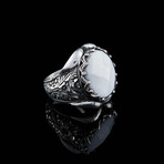 Mother of Pearl Ring // Silver + White (8)