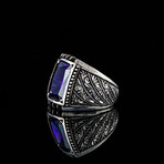 Hand Engraved Amethyst Ring  // Silver + Purple (5)