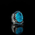 Blue Tourmaline Ring // Blue + Silver + Purple (5.5)