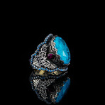 Blue Tourmaline Ring // Blue + Silver + Purple (9)