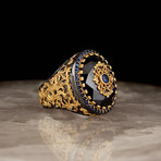 Gemstone Ring // Blue + Gold + Black (7.5)