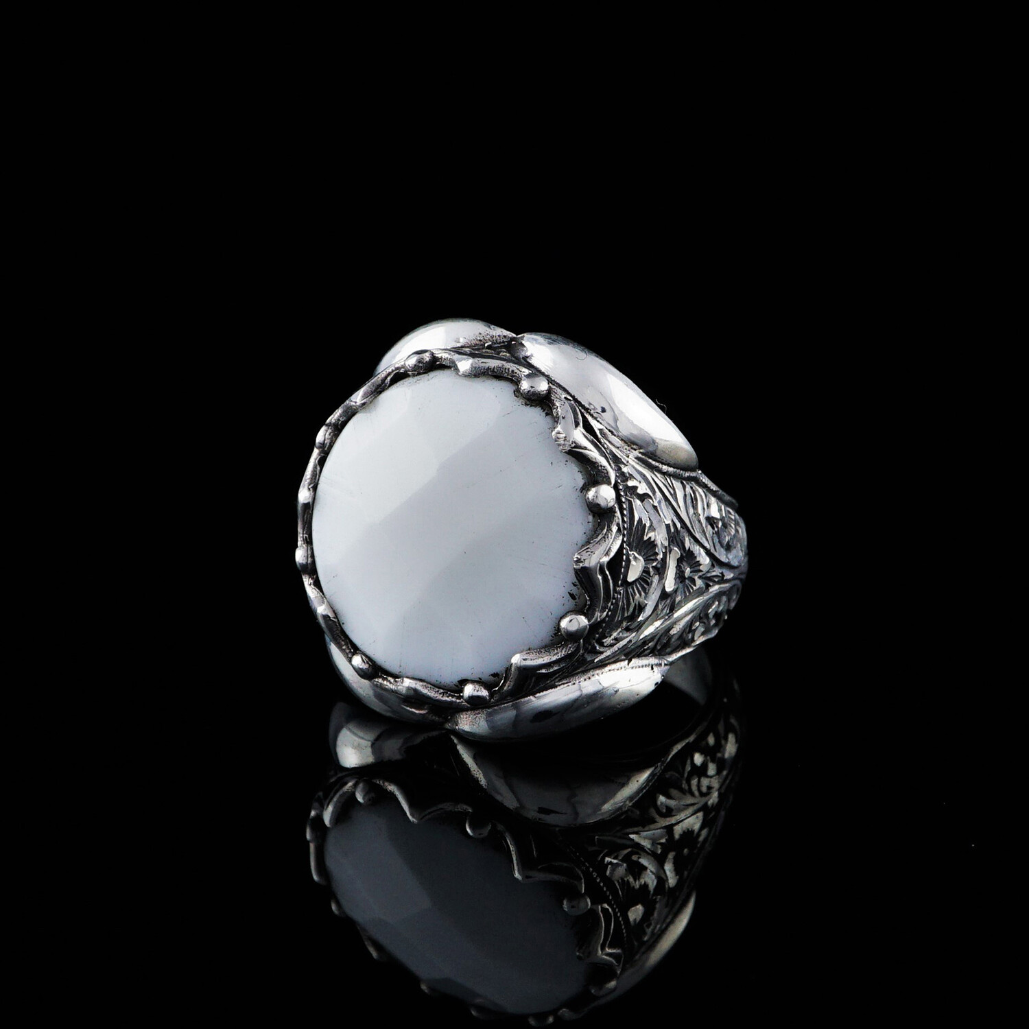 Mother of Pearl Ring // Silver + White (5) - Ephesus Jewelry - Touch of ...