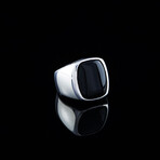 Modern Design Stone Ring // Silver + Black (8)