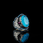 Blue Tourmaline Ring // Blue + Silver + Purple (6.5)