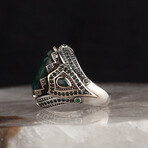 Raw Emerald Ring // Silver + Green (7)