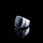 Modern Design Stone Ring // Silver + Black (5)