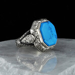 Large Natural Turquoise Ring // Silver + Turquoise (5.5)