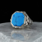 Large Natural Turquoise Ring // Silver + Turquoise (7)