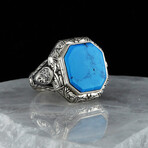 Large Natural Turquoise Ring // Silver + Turquoise (9)