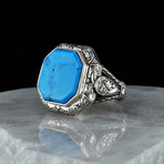 Large Natural Turquoise Ring // Silver + Turquoise (8)