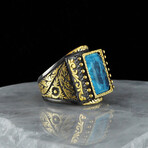 Luxurious Paraiba Tourmaline Ring // Gold, Black, Blue (6.5)