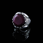 Natural Ruby Ring // Red + Silver (8.5)
