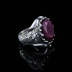 Natural Ruby Ring // Red + Silver (5)