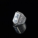 White Turquoise Ring // Silver + White (5.5)