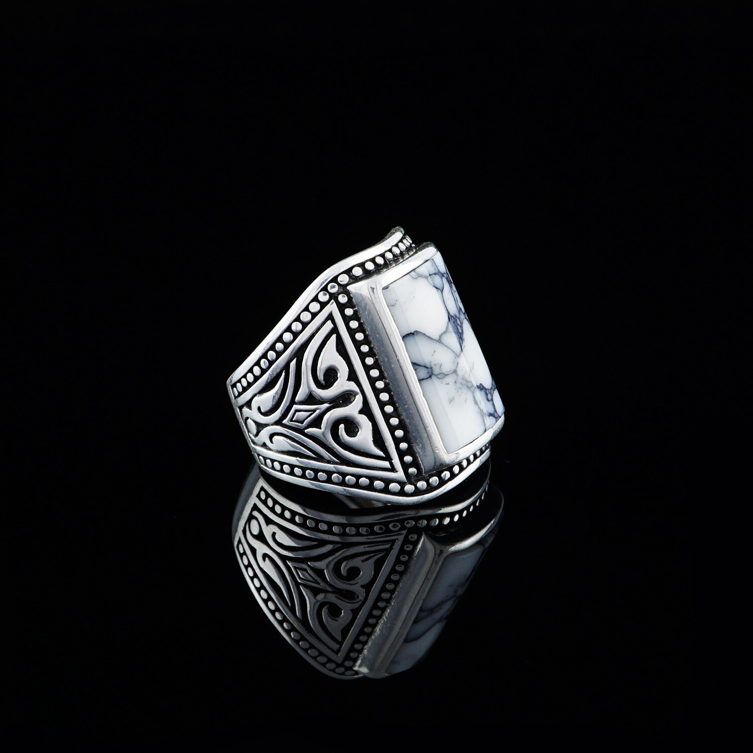 White Turquoise Ring // Silver + White (5) - Ephesus Jewelry - Touch of ...