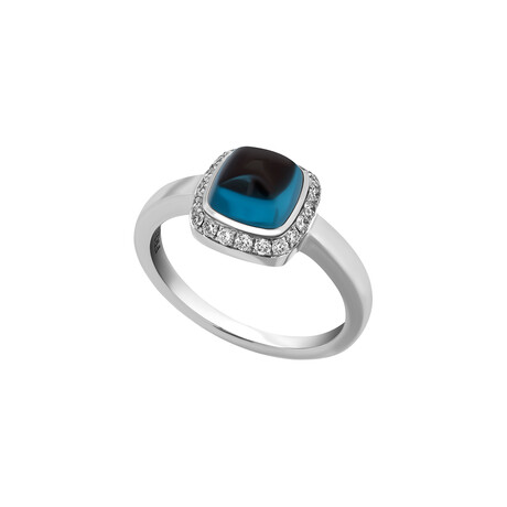 Paindesucre 18k White Gold + London Blue Topaz Ring // New (Ring Size: 3.75)