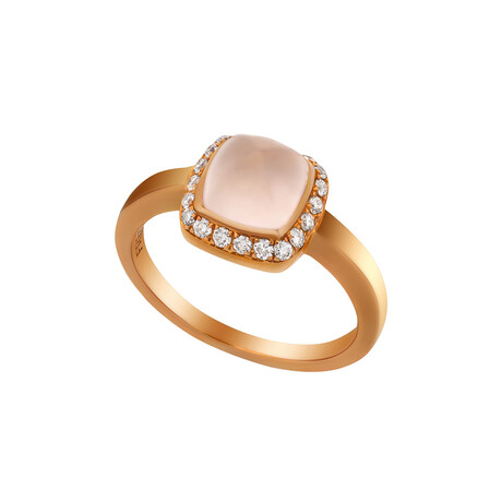 Paindesucre 18k Rose Gold Diamond + Pink Quartz Ring // Ring Size: 4.5 // New (Ring Size: 3.75)