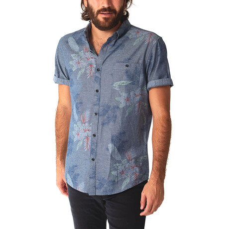 Rex Chambray Print Shirt // Blue (XS)