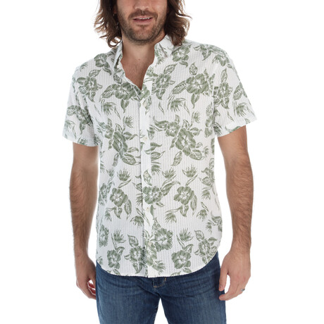 Kyle Seer Sucker Printed Shirt // Forest (XS)