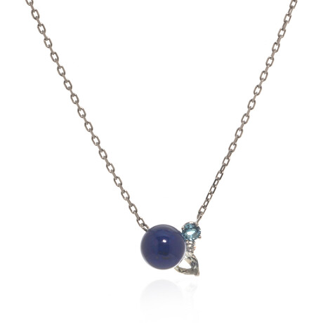 Lalique 18k White Gold Diamond + Lapis Lazuli Necklace // Store Display