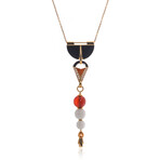 Lalique Opera 18k Rose Gold Diamond + Jade + Carnelian Necklace // Store Display