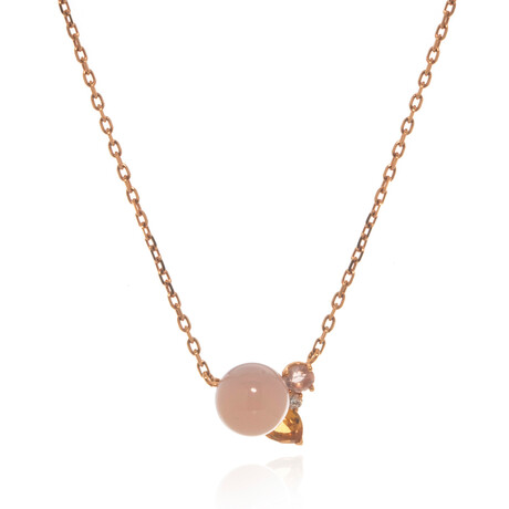 Lalique 18k Rose Gold Diamond + Pink Agate Necklace // Store Display