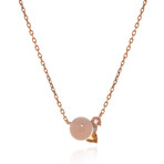 Lalique 18k Rose Gold Diamond + Pink Agate Necklace // Store Display