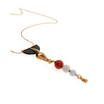 Lalique Opera 18k Rose Gold Diamond + Jade + Carnelian Necklace // Store Display