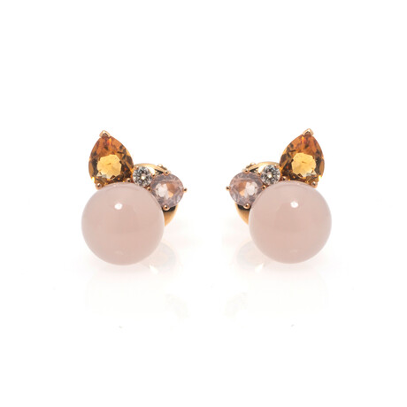 Lalique 18k Rose Gold Diamond + Citrine Earrings // Store Display