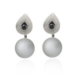 Mockingbird 18k White Gold Marble + Crystal Earrings // Store Display