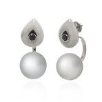 Mockingbird 18k White Gold Marble + Crystal Earrings // Store Display