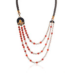 Lalique Oiseau 18k Rose Gold Diamond + Carnelian Necklace // Store Display