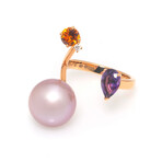 Lalique Thunderbird 18k Rose Gold Diamond + Pink Pearl Ring // Ring Size 7 // Store Display