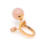 Lalique 18k Rose Gold Diamond + Pink Agate Ring // Ring Size 4 // Store Display