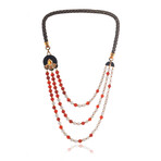 Lalique Oiseau 18k Rose Gold Diamond + Carnelian Necklace // Store Display