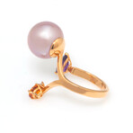 Lalique Thunderbird 18k Rose Gold Diamond + Pink Pearl Ring // Ring Size 7 // Store Display