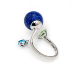 Lalique Thunderbird 18k White Gold Diamond + Lapis Ring // Ring Size 6.25 // Store Display