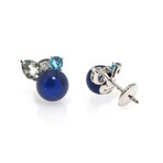 Lalique 18k White Gold Diamond + Lapis Lazuli Earrings // Store Display