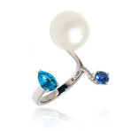 Lalique Thunderbird 18k White Gold Diamond + Pearl Ring // Ring Size 6 // Store Display