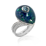 Lalique Oiseau Diamond + Aquamarine Ring // Ring Size 7 // Store Display