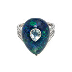 Lalique Oiseau Diamond + Aquamarine Ring // Ring Size 7 // Store Display