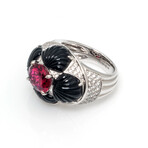 Lalique // Adrienne 18k White Gold + Diamond Rubellite Ring // Ring Size 7.5 // Store Display