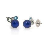 Lalique 18k White Gold Diamond + Lapis Lazuli Earrings // Store Display