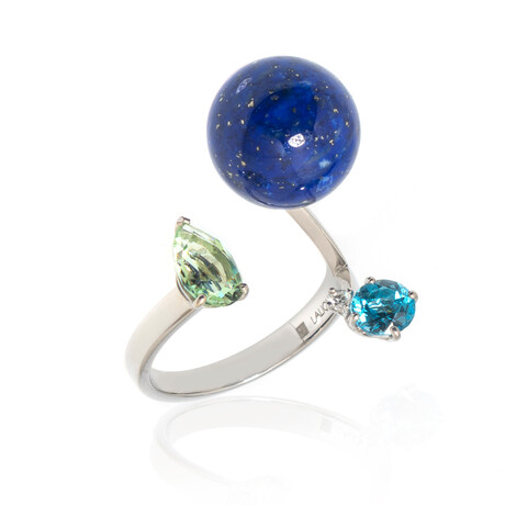 Lalique Thunderbird 18k White Gold Diamond + Lapis Ring // Ring Size 6.25 // Store Display