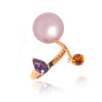 Lalique Thunderbird 18k Rose Gold Diamond + Pink Pearl Ring // Ring Size 7 // Store Display