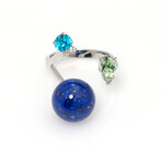 Lalique Thunderbird 18k White Gold Diamond + Lapis Ring // Ring Size 6.25 // Store Display