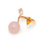 Lalique 18k Rose Gold Diamond + Pink Agate Ring // Ring Size 4 // Store Display