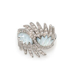 Lalique Vesta 18k White Gold + Diamond Mother Of Pearl Ring // Ring Size 5.5 // Store Display