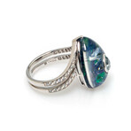 Lalique Oiseau Diamond + Aquamarine Ring // Ring Size 7 // Store Display