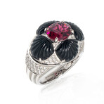 Adrienne 18k White Gold + Diamond Rubellite Ring // Ring Size 6.25 // Store Display